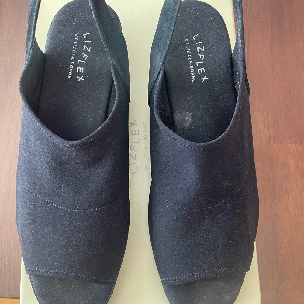 Liz Claiborne Blue Mules Seamless Design